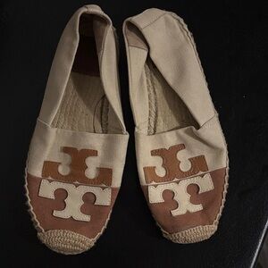 Tory Burch Tan and Brown Espadrilles, Size 5.5